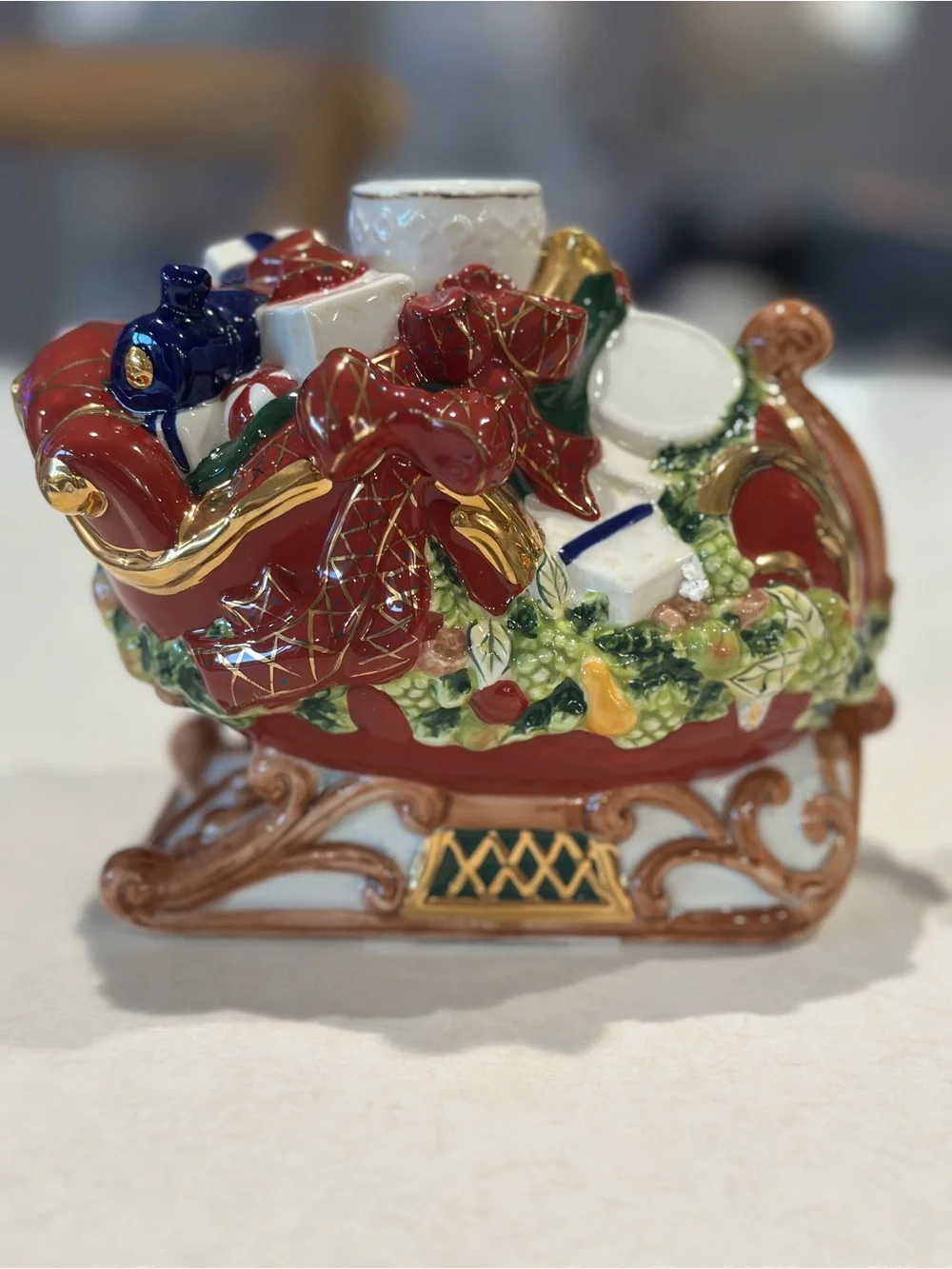 Waterford Holiday Heirloom Red, Gold & Green Reindeer Candle Holders